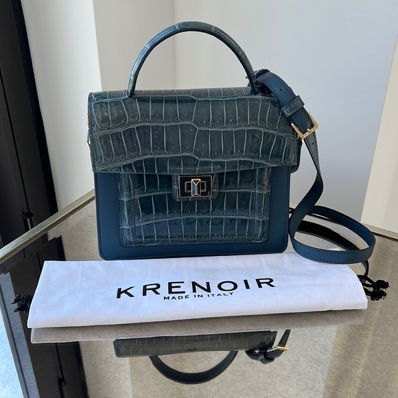 Krenoir Kandie Medium Bag in Arctic Shine Handbag Purse Crossbody Alligator - Picture 3 of 14